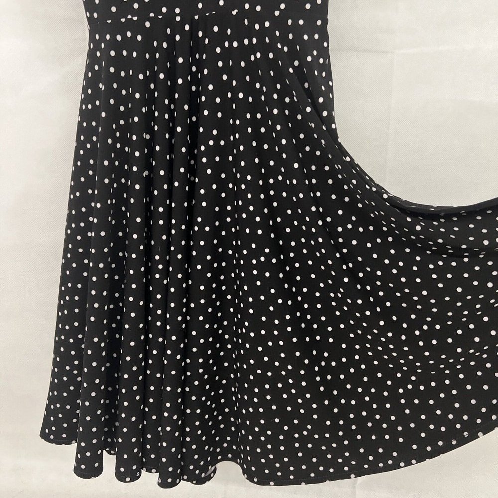 RETRO White House Black Market Sleeveless Black White Polka Dot Dress size 2 XS - Picture 2 of 5